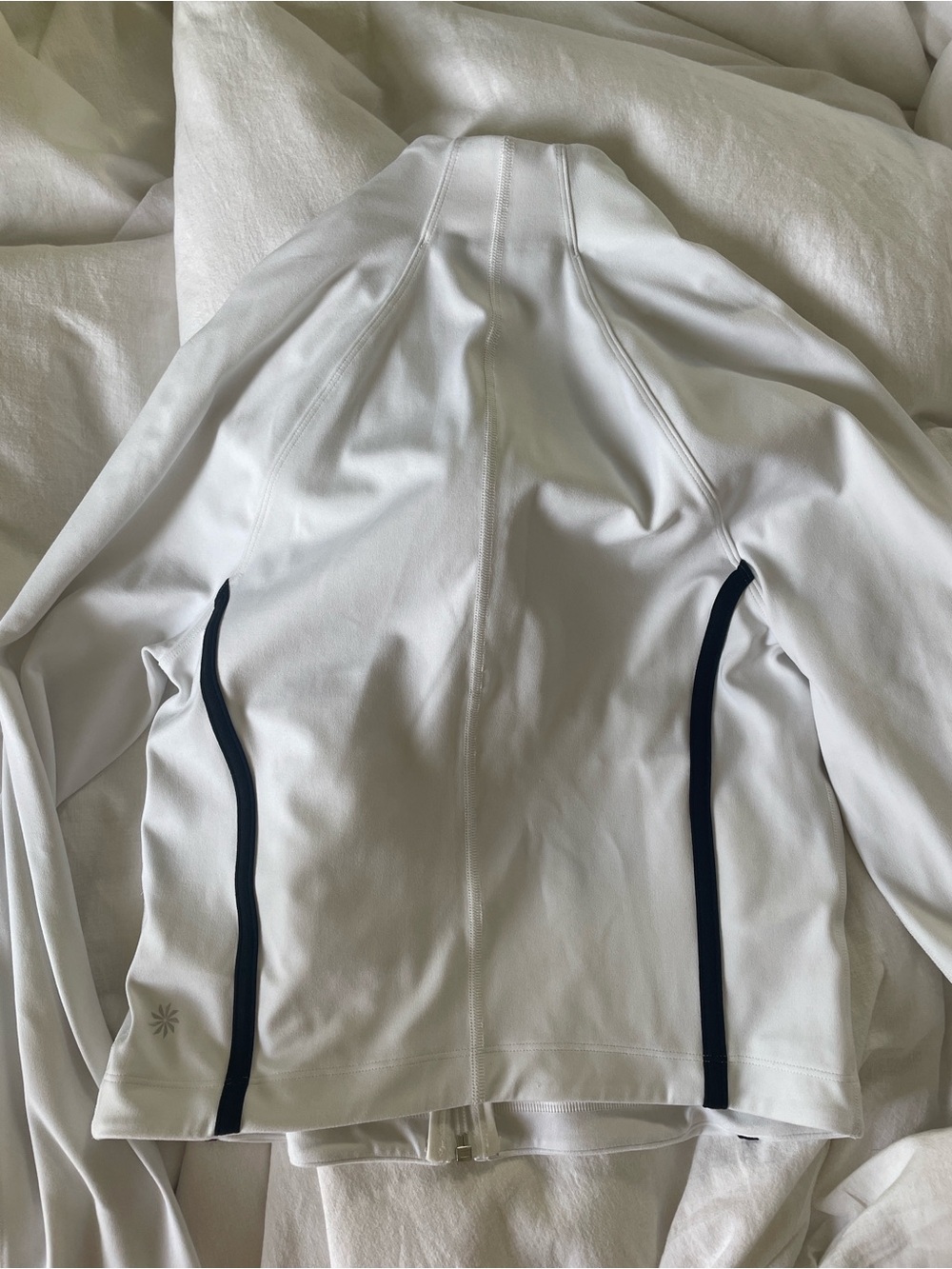 Athleta White Zip Jacket with Black Trim - Picture 3 of 4